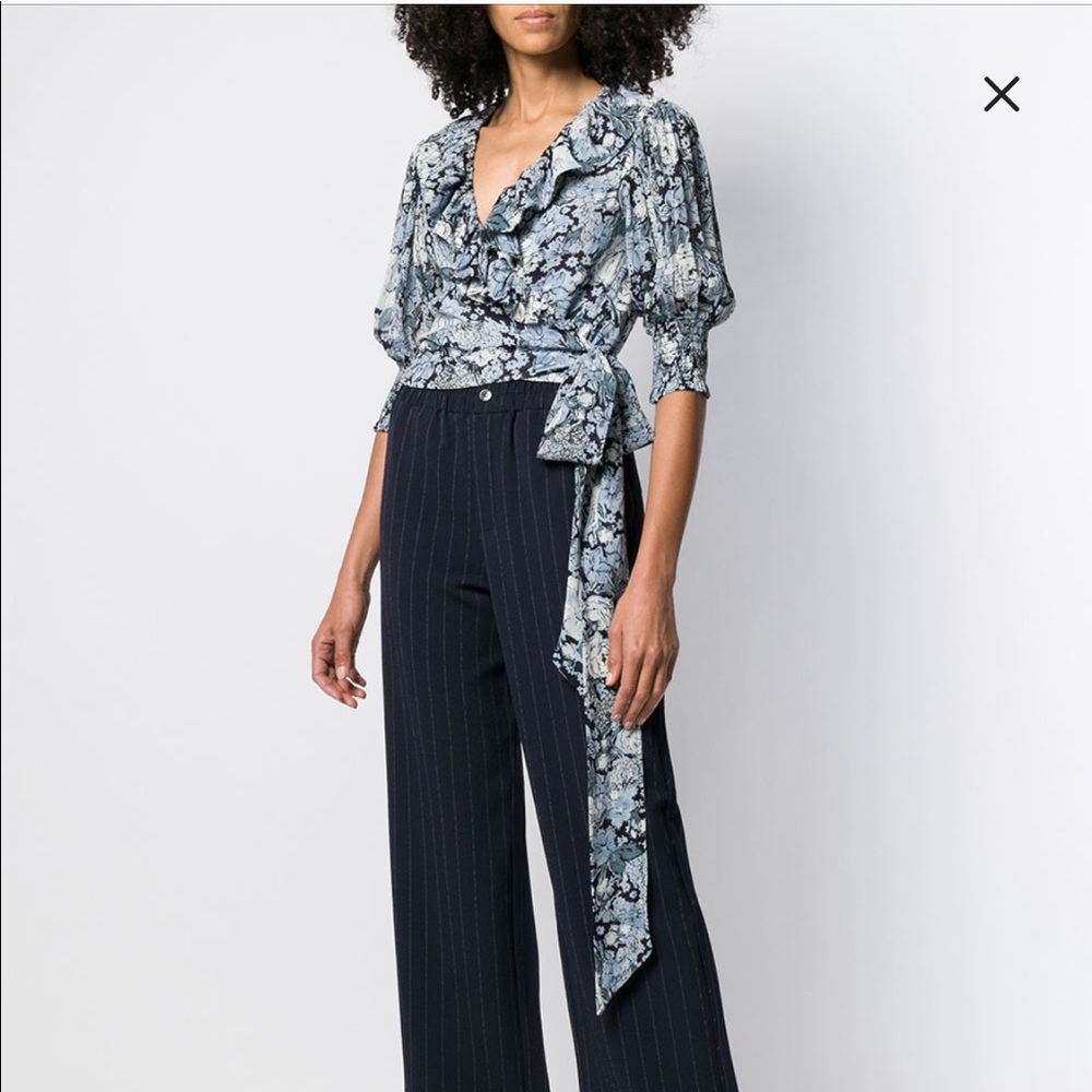 NWT! GANNI floral print wrap blouse